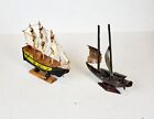 Vintage Lot Of 2 Antique Maritime Art Wooden Ocean Sea Ships
