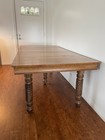 Antique Expandable Wood Dining Set Rectangular Table With 8 Antique Oak Chairs