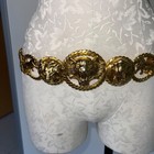 Vintage Womens Chain Belt One Size Metal Tiger Lion Elephant Head Waist Hip Rare