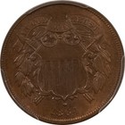 1864 Two Cent Piece  Large Motto - Pcgs Ms-65 Rb  Fresh  Pq Gem   Cac Approved 