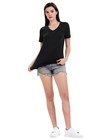Womens Merino Wool Tencel T-shirt Lightweight Wicking V Neck Base Layer Top