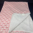 True Baby Pink White Plaid Checks Hearts Blanket Sherpa Security Lovey