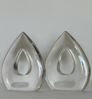 Vintage Mid Century Modern Lucite Bookends Teardrop Set 2 Acrylic Mcm Clear 9x7