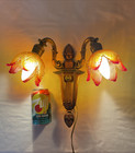 Restored Antique Vtg Wall Sconce Arts   Crafts Deco Nouveau Victorian Art Glass