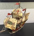 Wooden Ship Model Vintage Exploration Hand Made Painted Very Old   Read