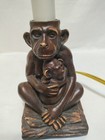 Monkey With Baby Night Light Leather Like Shade Resin Base