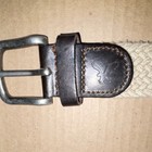 American Eagle Men s White brown Braided Woven Belt Metal Buckle 1 In Width