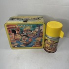 Vintage 1964 Flintstones Metal Yellow Lunch Box Thermos By Aladdin Fred Barney