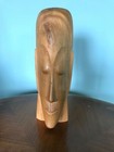  Vintage Blonde Wood Carved Tiki Tribal Mask Head Face  Statue