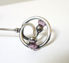 Antique Hatpin Double Amethyst Glass Thistles Charles Horner