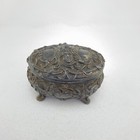 Antique French Art Nouveau Woman Silver Coated Jewelry Box Trinket Casket Box