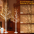 5ft 6ft White Birch Tree Set Christmas Tree Decorations  Lighted Artificial Twig