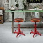 Topower Industrial Retro Vintage Farm Wooden Seat Tractor Stool Kitchen Swivel H