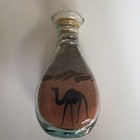 Vintage Jordan Sand Art Glass Bottle Camel Desert Souvenir Corked Flask