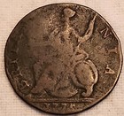 Great Britain George Iii 1775 Halfpenny  Us Colonial Pre-revolutionary Copper