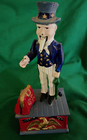 Vintage Uncle Sam Mechanical Heavy Cast Iron Coin Bank