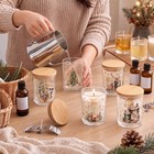 Ziliny 12pcs Christmas Glass Candle Jar With Lid  7 Oz Empty Container