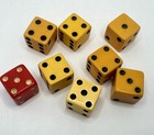 Set Of 8 Beautiful Vintage Opaque Butterscotch And Red Bakelite Dice 5 8    Tested