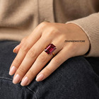 Lab Created Ruby Ring 925 Sterling Silver Gold Plated Emerald Cut Ring