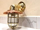 Vintage Brass Ship Sconce Light Copper Shade Nautical Wall Fixture Maritime Lamp