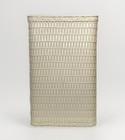 Vtg Wicker Waste Basket Trash Can White Wood Woven 12  Boho Bathroom Office