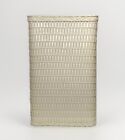 Vtg Wicker Wood Woven Waste Basket Trash Can Cream Off White 12  Boho