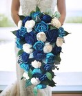 Blue Bridal Cascade Bouquet Sola Wood Wedding Flowers Cascading Bridesmaid Decor