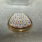 Vintage Millefiori Pillbox Pill Box Thousand Flower Beautiful Gold Tone 1 75 w