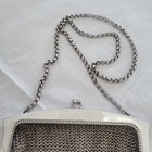 Vintage Whiting   Davis Silver Chainmail Purse 5 1 2  X 6  With Chain Handle 