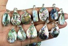 Bulk    Abalone Shell Gemstone Pendant Wholesale Lot 925 Silver Plated Jewelry