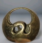 Vintage Solid Brass Art Deco Hollywood Regency Crane Bird Planter Basket Swan 