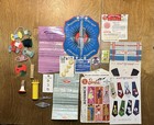 Vintage Lot Of Crafting Items Needles Patterns Buttons Tools Sewing Crochet Diy