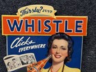 Vtg Nos 1942 Whistle Orange Soda Die Cut Cardboard Bottle Topper Sign 8 25    Rare