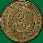 1869 Two Cent Piece Fine F Coin  Cleaned  40739