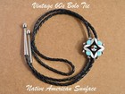 60s Vintage Zuni Native American Sunface Bola Tie  Sterling Silver Tips  Signed
