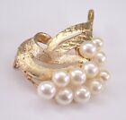 2ct Round Natural Pearl Vintage Estate Lapel Brooch Pin 14k Yellow Gold Plated