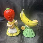 Vintage Napco Fruit Girl Figurines Banana Apple Pr Mid Century 1950s Japan Read