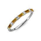 Citrine Baguette 4x2mm Half Eternity Band Women Ring 925 Sterling Silver