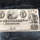 Tecumseh Bank  5 Note 1800s Michigan Obsolete Currency Rawdon Wright Hatch     