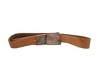 San Marcos Leather Belt Size M Nickel Buckle Tan Rodeo Aztec Southwestern Vtg