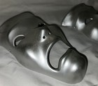 Vintage Set Of 2 Solid Brass Theater Masks Of Comedy And Tragedy 7    L