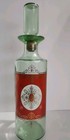 Vtg Old Fitzgerald  Green Glass Bourbon Whiskey Decanter W red gold Design Empty
