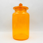 Vintage Hand Blown Takahashi Japanese Orange Glass Apothecary Jar With Lid