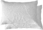 White Paisley Quilted Pillow Shams King Size Pillow Cases Set Of 2 100  Cotto   