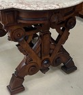 19th C  Victorian Renaissance Revival Carved Walnut Marble-top Desk 49 5 