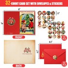 32 Vintage Christmas Cards  Christmas Cards With Envelopes Stickers Bulk Xmas Ca