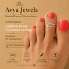 Gift For Women s Adjustable Double Tiny Infinity Toe Ring Solid Metal 925 Silver