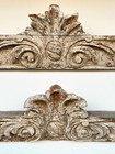 Pair Of Antique Italian Hand Carved Painted Pediments