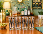 Vintage Mid-century Modern Highball Glasses     Set Of 4 Atomic Black   Gold Minty