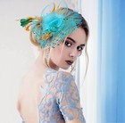 Blue orange green Feather Fascinator Hat Clip Wedding Tea Derby Cocktail Party